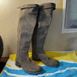 Seychelles Gray Suede Over-the-Knee Women's  1" Heel Zipper Boots